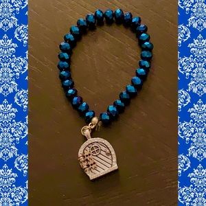 5/$25 Hobbit/Fairy Door Dazzle Blue Bead Bracelet